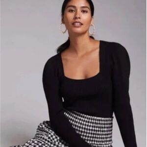 Anthropologie Black Knit Sweater Top size small NEW! NWT